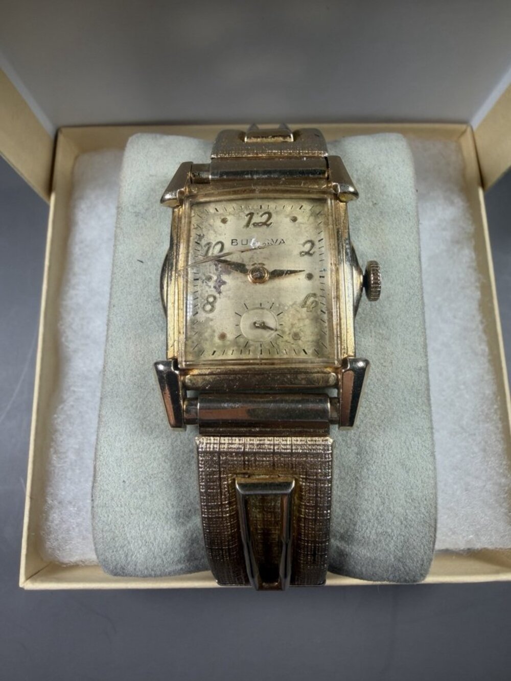 1953 Bulova L3 Curved Tank Manual Wind Wristwatch Small Seconds Runs? AS-IS VTG
